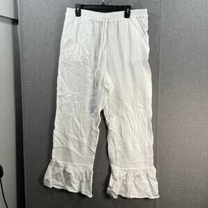 Attitudes by Renee Regular Riviera Sand Flounce Hem Pant White, Large